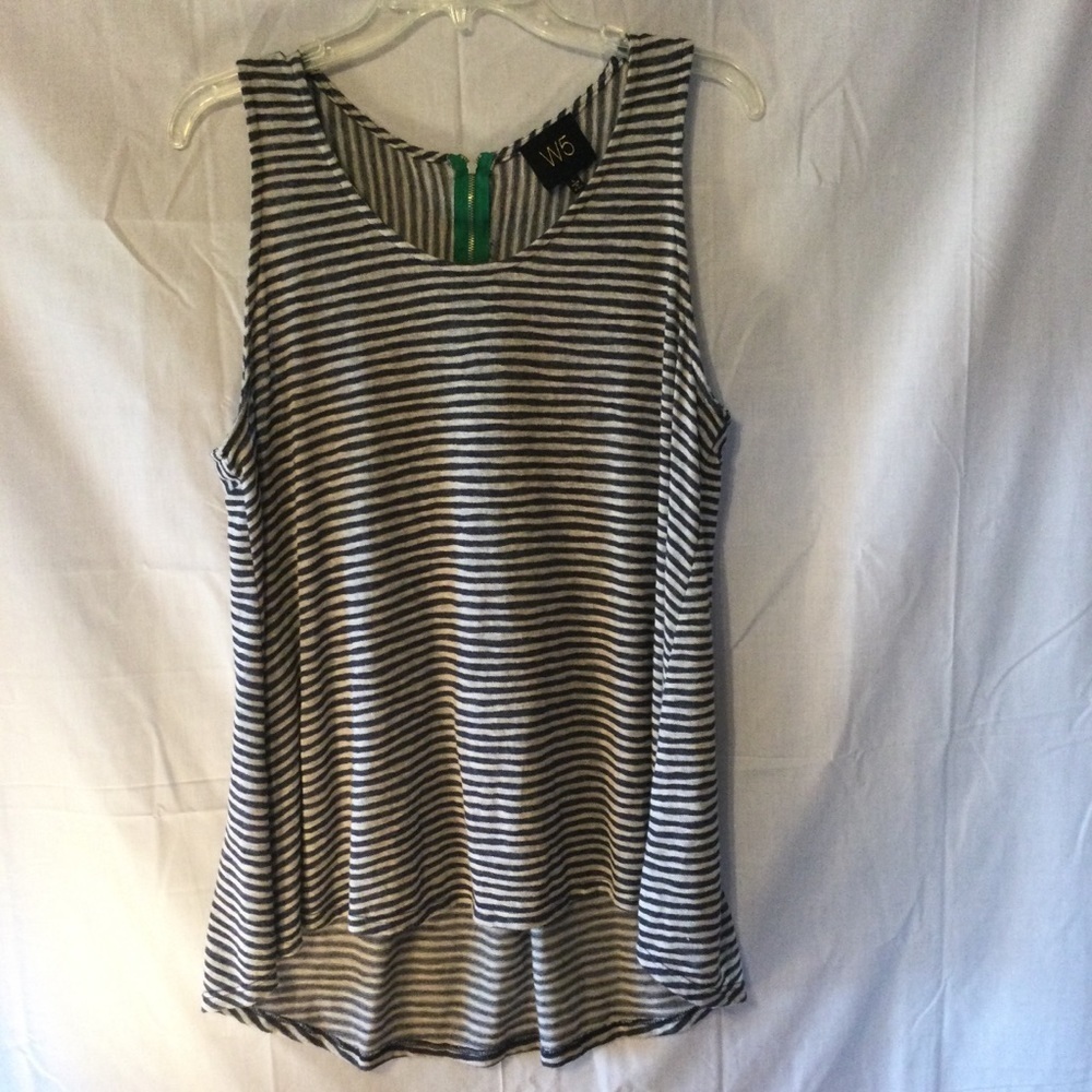 Anthropologie W5 Blue & Tan Sleeveless Tank Top L - Picture 2 of 8
